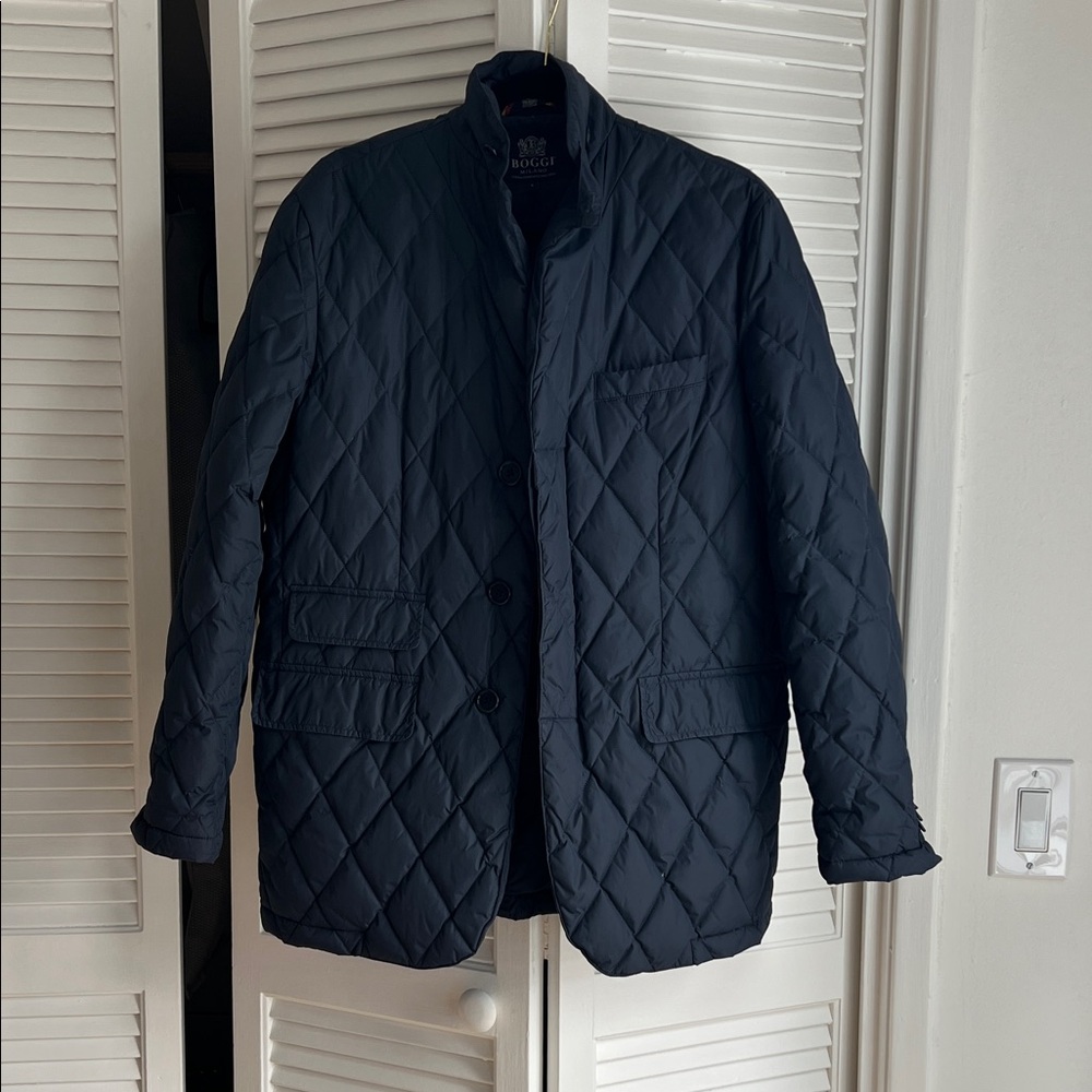 Navy Quilted Down Jacket